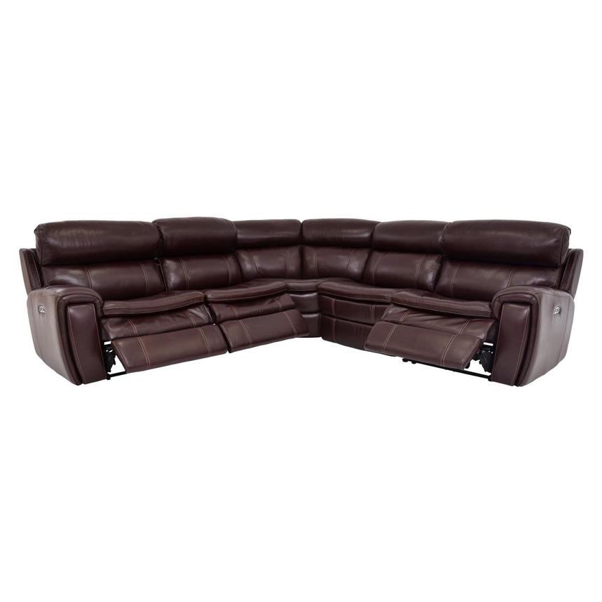 Napa Burgundy Leather Power Reclining Sectional with 5PCS/2PWR  alternate image, 2 of 8 images.