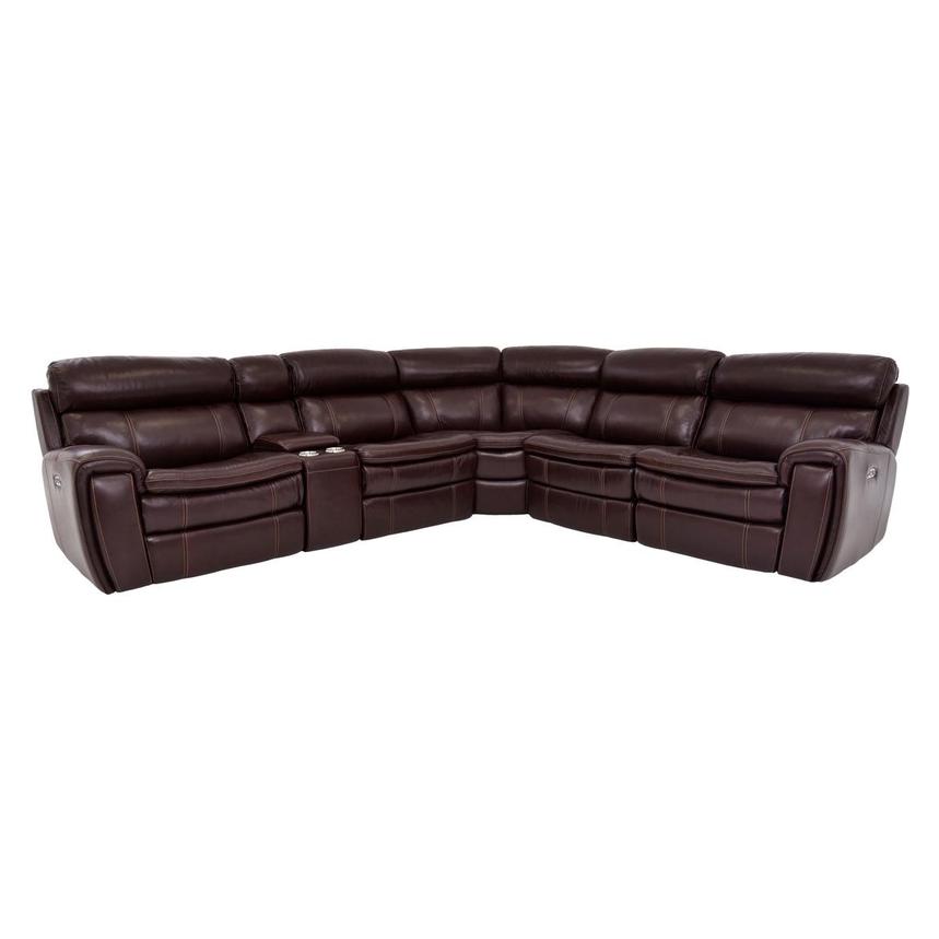 Napa Burgundy Leather Power Reclining Sectional with 6PCS/3PWR  main image, 1 of 9 images.