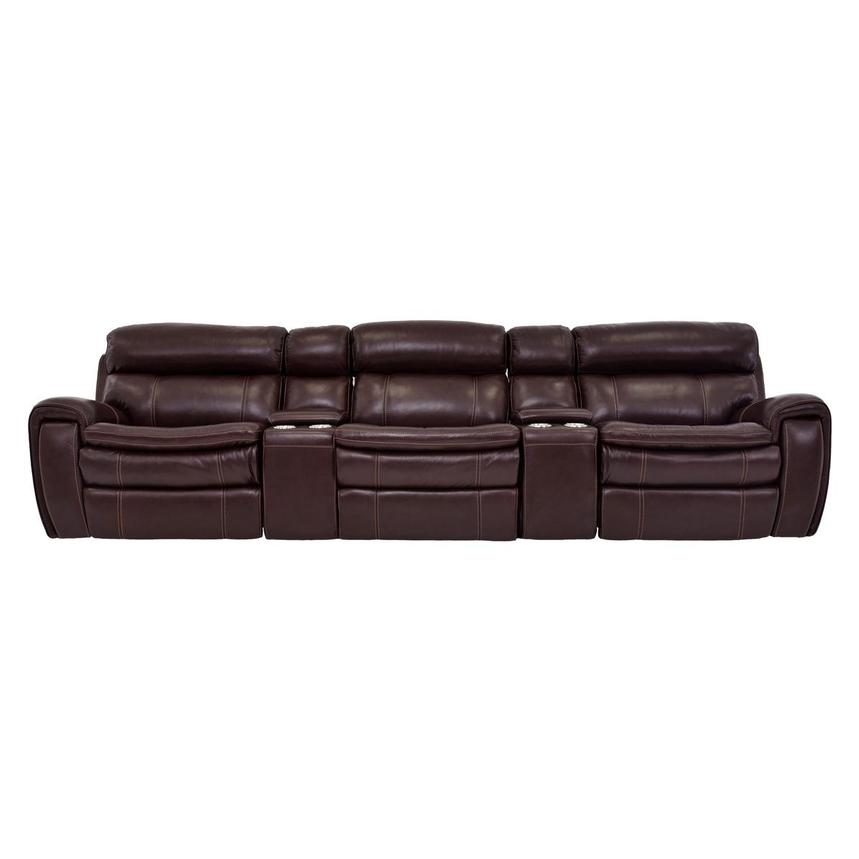 Napa Burgundy Home Theater Leather Seating with 5PCS/2PWR  main image, 1 of 10 images.