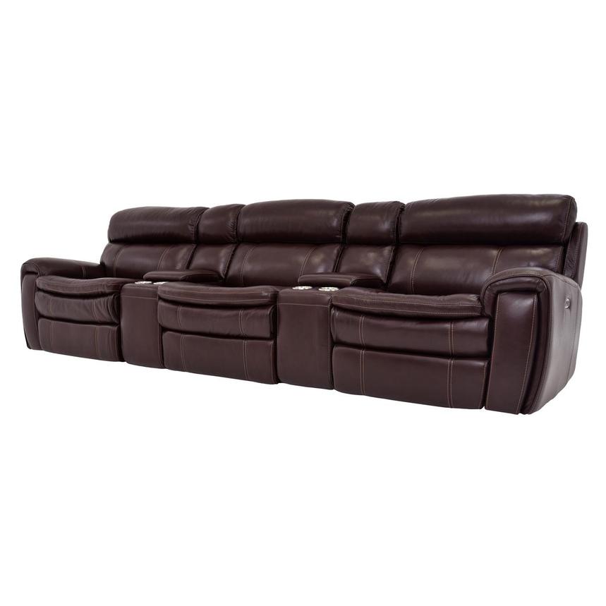 Napa Burgundy Home Theater Leather Seating with 5PCS/2PWR  alternate image, 2 of 10 images.