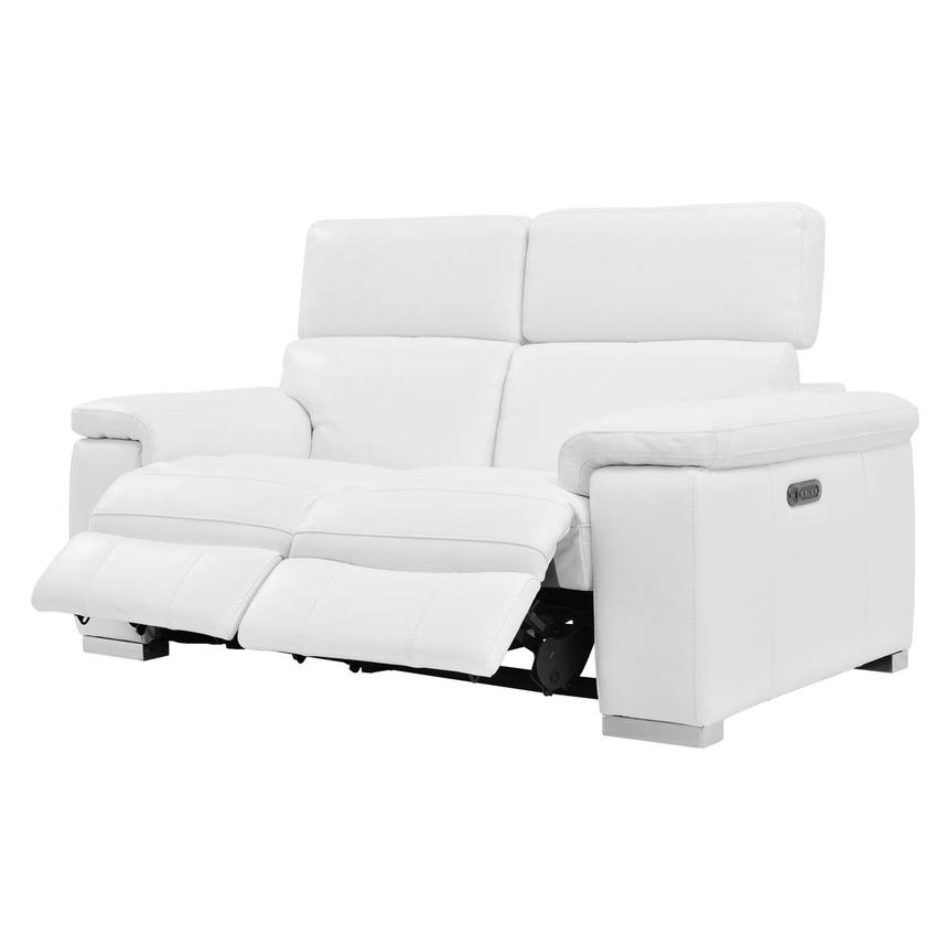 Charlie White Leather Power Reclining Loveseat  alternate image, 4 of 11 images.