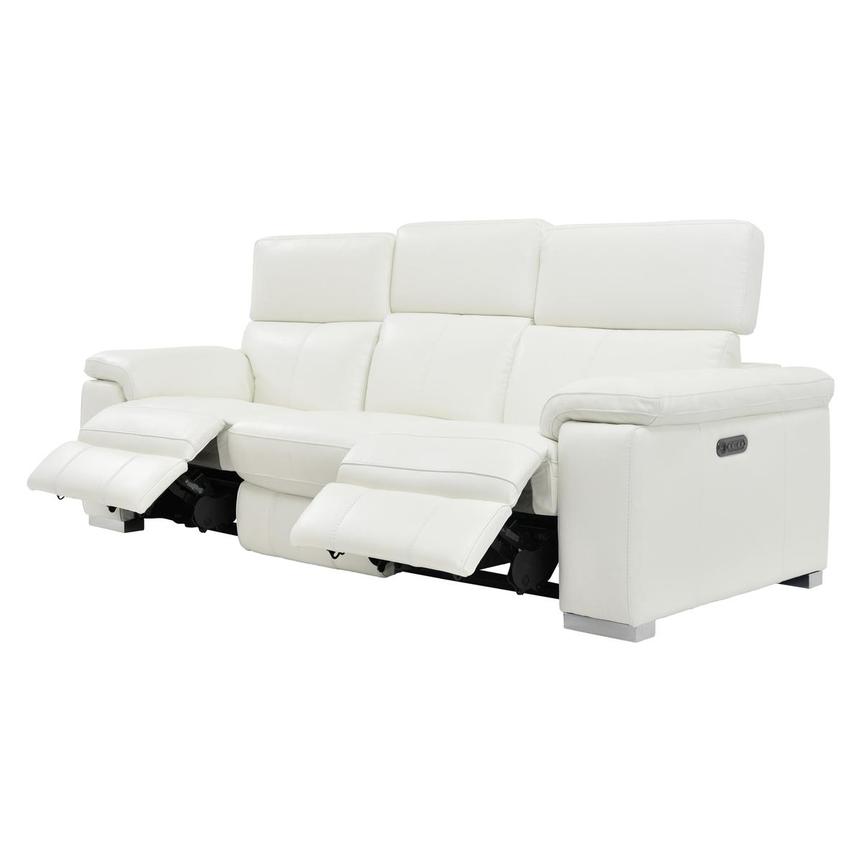 Charlie White Leather Power Reclining, Leather Power Sofa