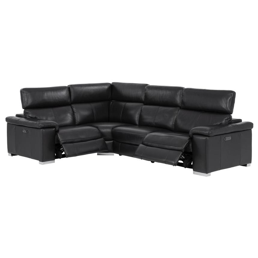 Charlie Black Leather Power Reclining Sectional with 4PCS/2PWR  alternate image, 2 of 10 images.