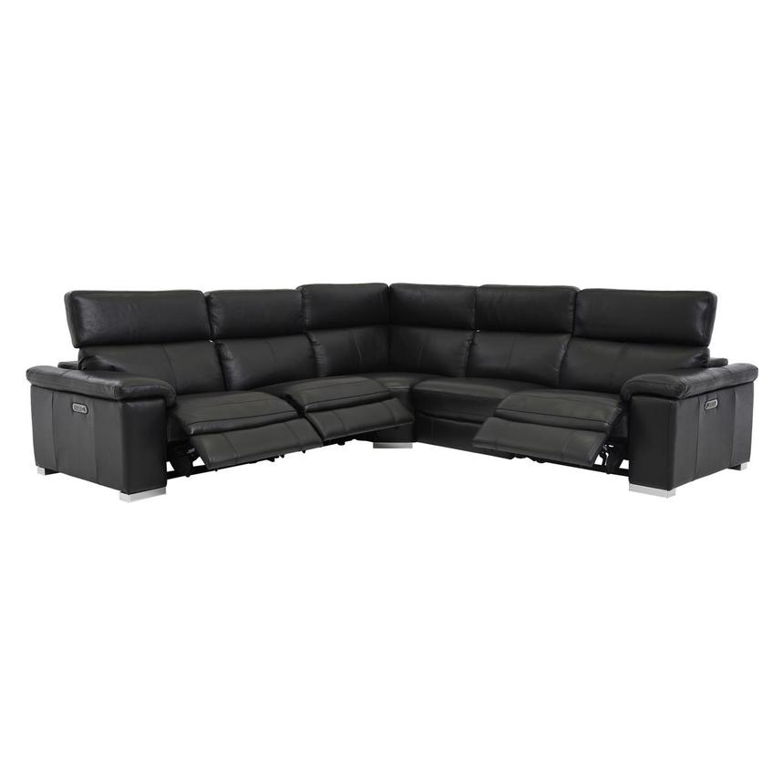 Charlie Black Leather Power Reclining Sectional with 5PCS/3PWR  alternate image, 2 of 9 images.