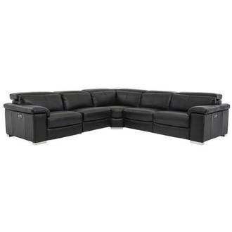 Charlie Black Leather Power Reclining Sectional with 5PCS/3PWR