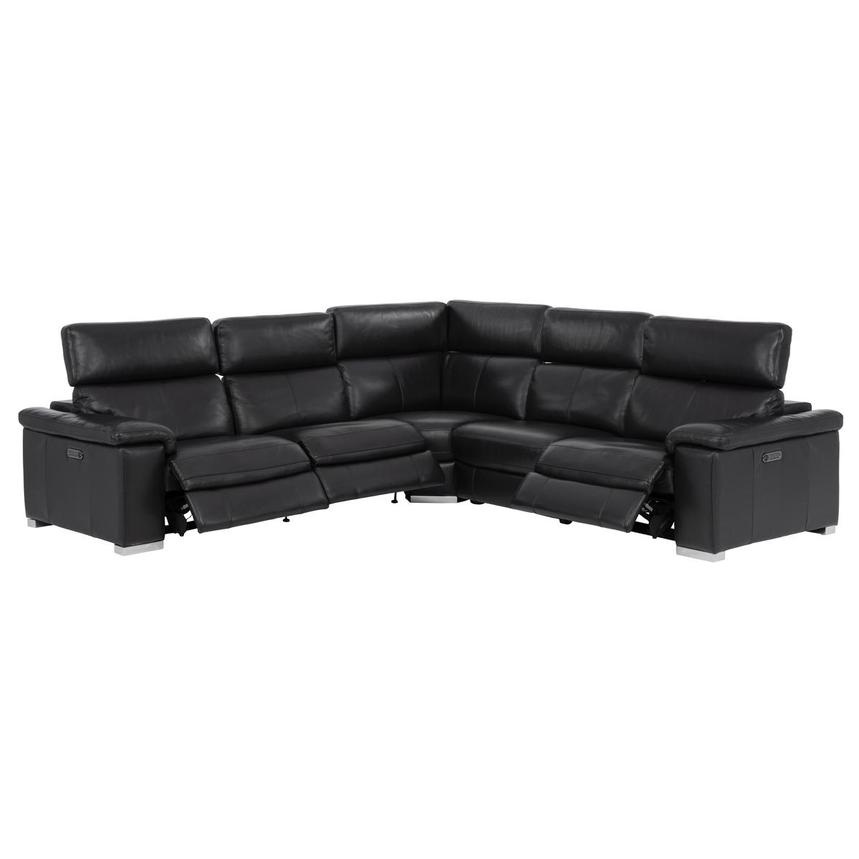 Charlie Black Leather Power Reclining Sectional with 5PCS/3PWR  alternate image, 2 of 12 images.