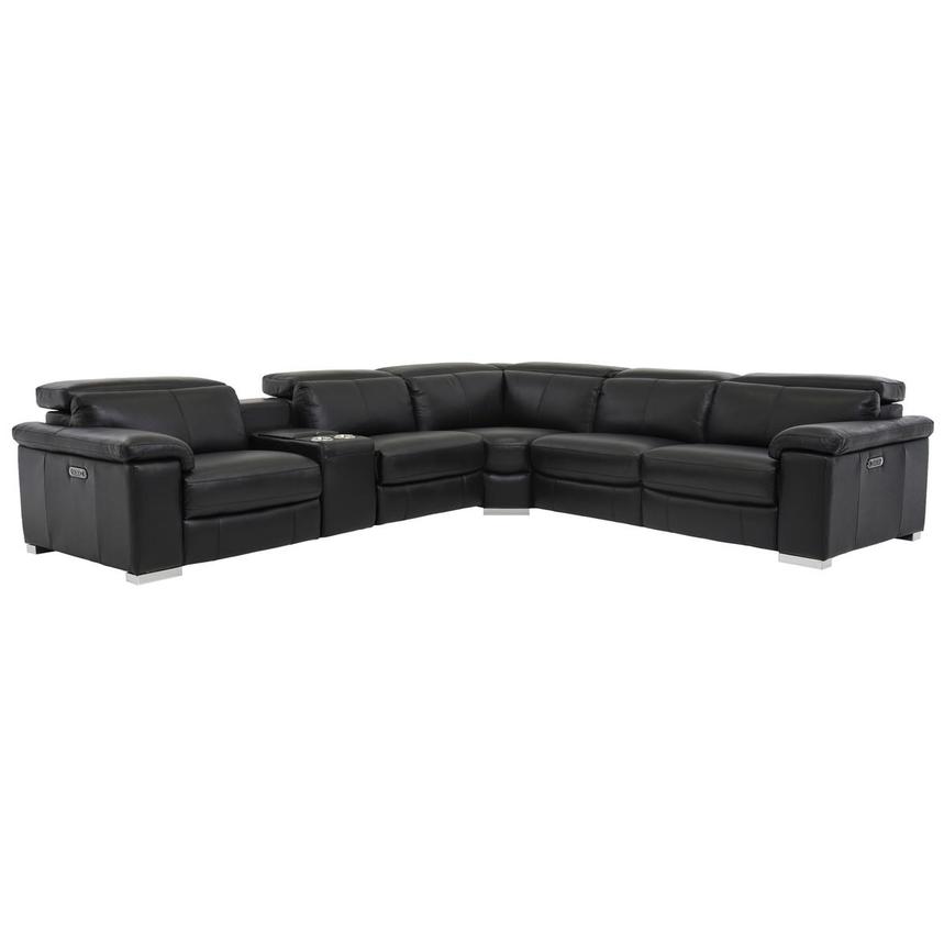Charlie Black Leather Power Reclining Sectional with 6PCS/3PWR  main image, 1 of 10 images.