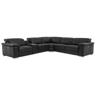 Charlie Black Leather Power Reclining Sectional