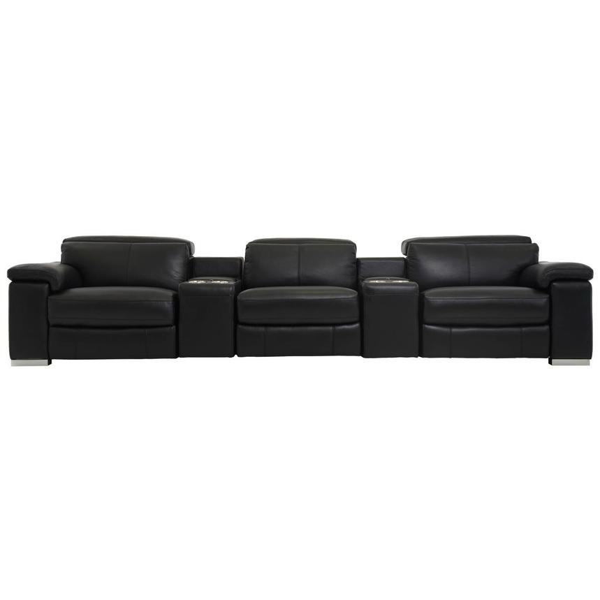 Charlie Black Home Theater Leather Seating with 5PCS/3PWR  main image, 1 of 11 images.