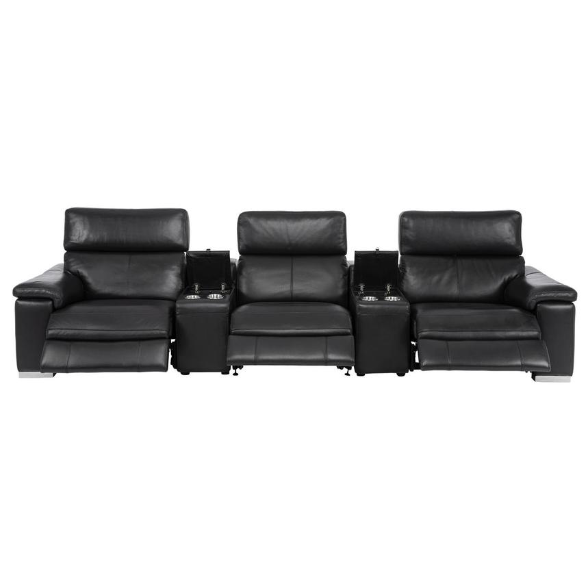 Charlie Black Home Theater Leather Seating with 5PCS/3PWR  alternate image, 2 of 10 images.