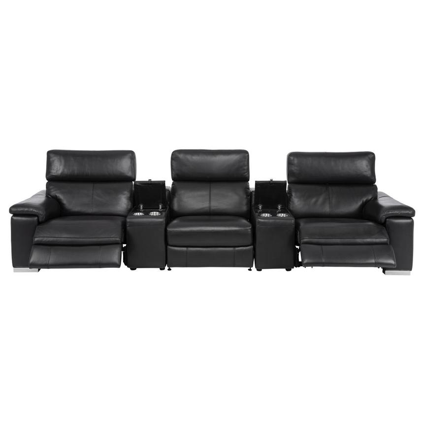 Charlie Black Home Theater Leather Seating with 5PCS/2PWR alternate image, 2 of 10 images.