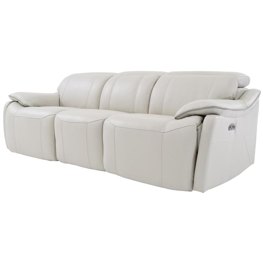 Austin Light Gray Leather Power Reclining Sofa  alternate image, 2 of 8 images.