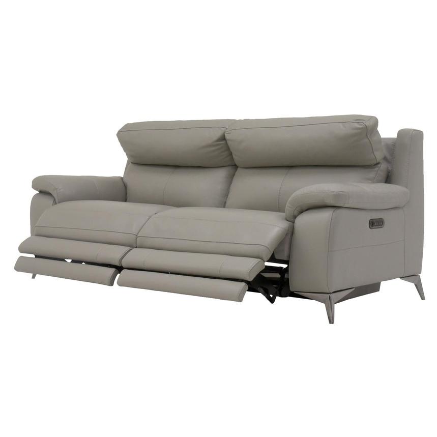 Barry Gray Leather Power Reclining Sofa, Symmetry Gray Leather Power Reclining Sofa