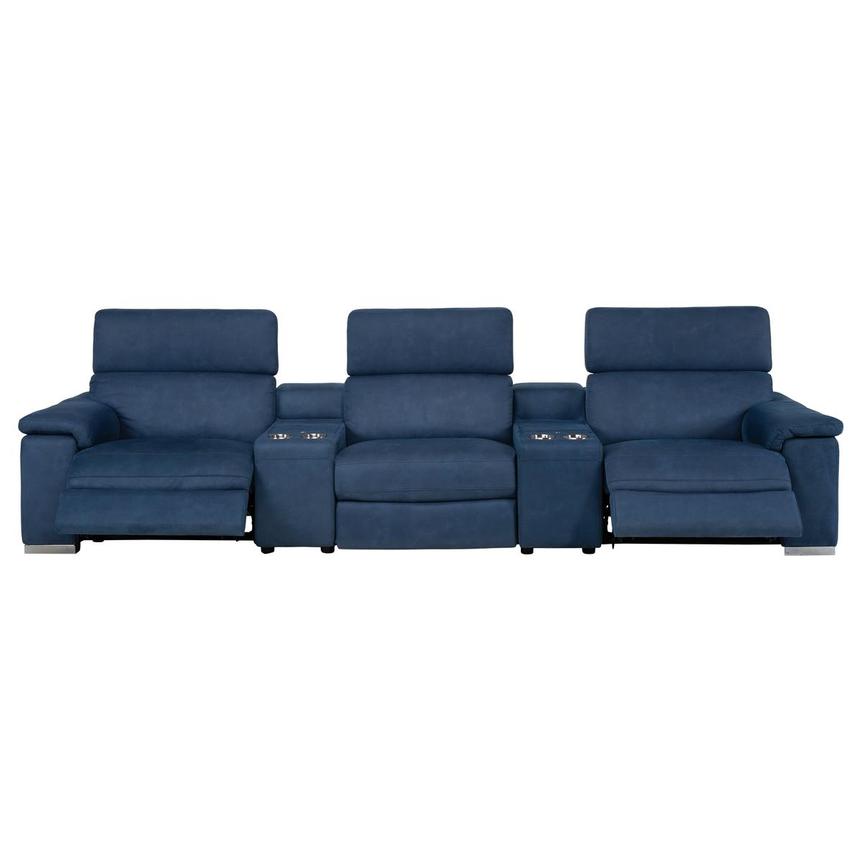 Karly Blue Home Theater Seating with 5PCS/2PWR  alternate image, 2 of 9 images.