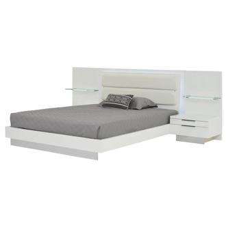 Ally White King Platform Bed w/Nightstands