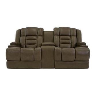 Damon Brown Leather Power Reclining Sofa w/Console