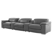 Charlie Gray Home Theater Leather Seating with 5PCS/3PWR  alternate image, 3 of 14 images.