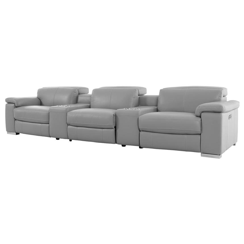 Charlie Light Gray Home Theater Leather Seating with 5PCS/3PWR alternate image, 2 of 14 images.