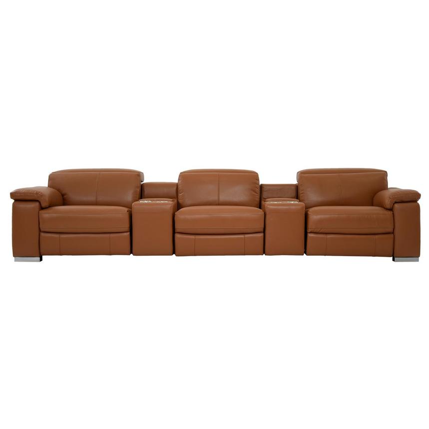 Charlie Tan Home Theater Leather Seating with 5PCS/3PWR  main image, 1 of 12 images.