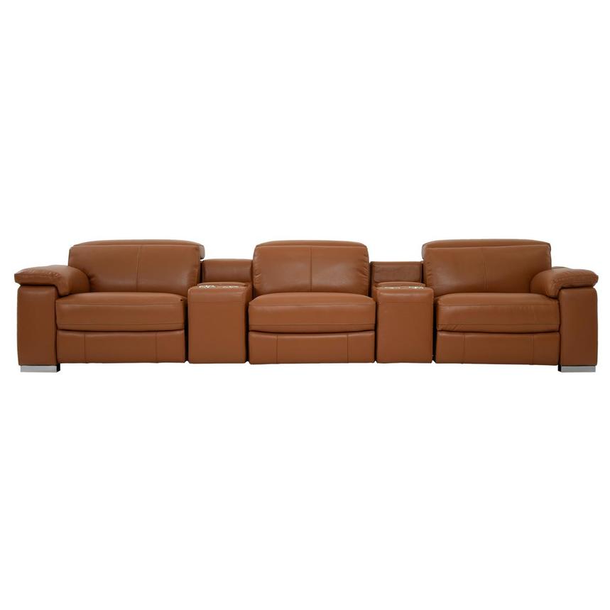 Charlie Tan Home Theater Leather Seating with 5PCS/2PWR  main image, 1 of 12 images.