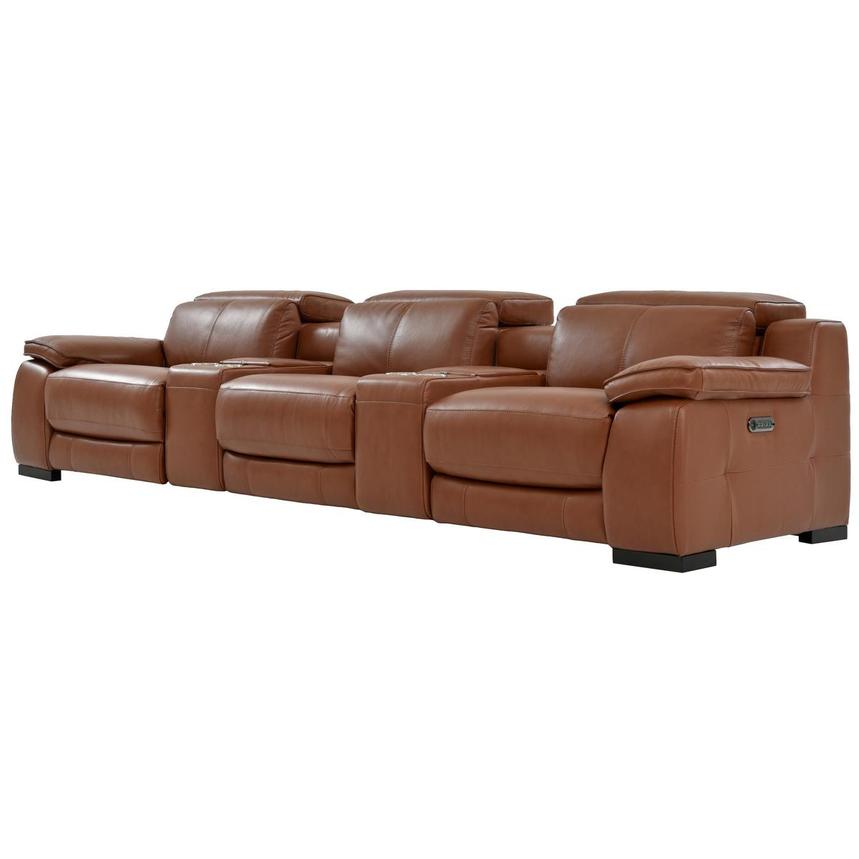 Gian Marco Tan Home Theater Leather Seating with 5PCS/3PWR alternate image, 2 of 10 images.