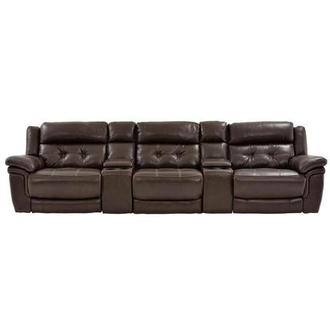 Stallion Brown Home Theater Leather Seating with 5PCS/3PWR