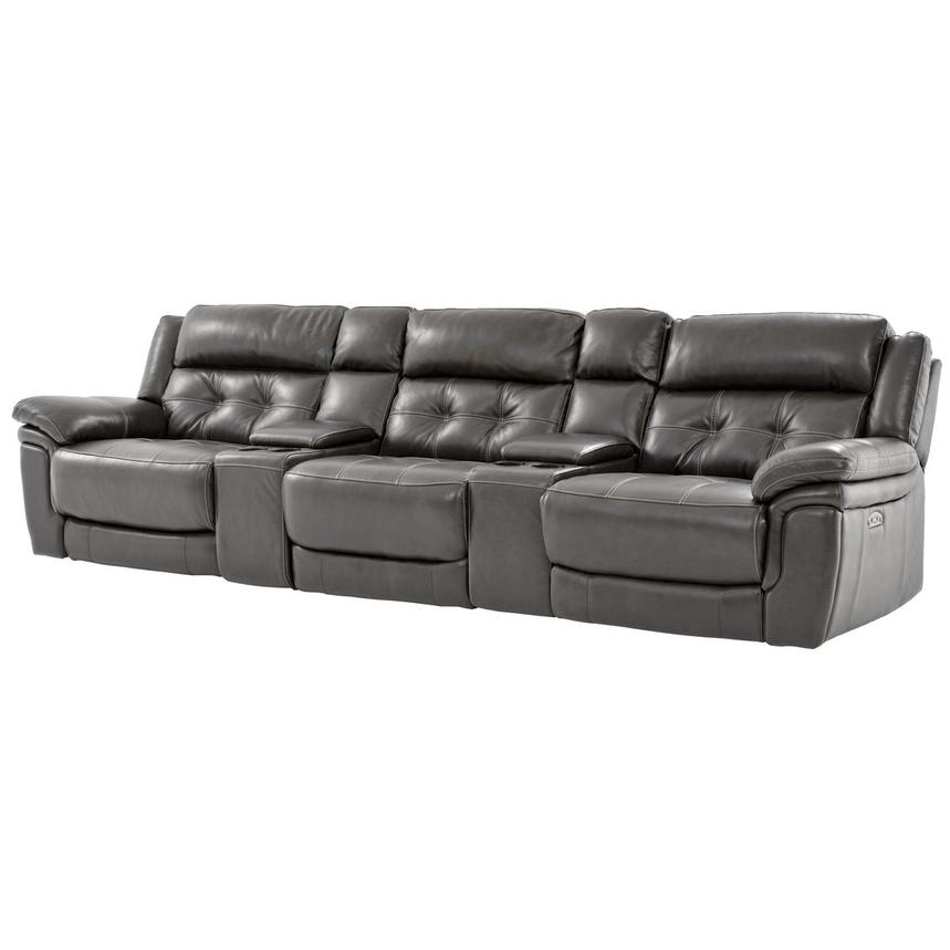 Stallion Gray Home Theater Leather Seating with 5PCS/3PWR  alternate image, 2 of 9 images.