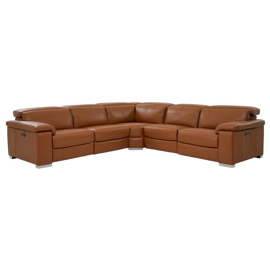 Charlie Tan Leather Power Reclining Sectional with 5PCS/3PWR  main image, 1 of 10 images.