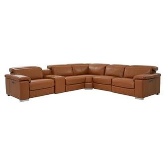 Charlie Tan Leather Power Reclining Sectional with 6PCS/3PWR