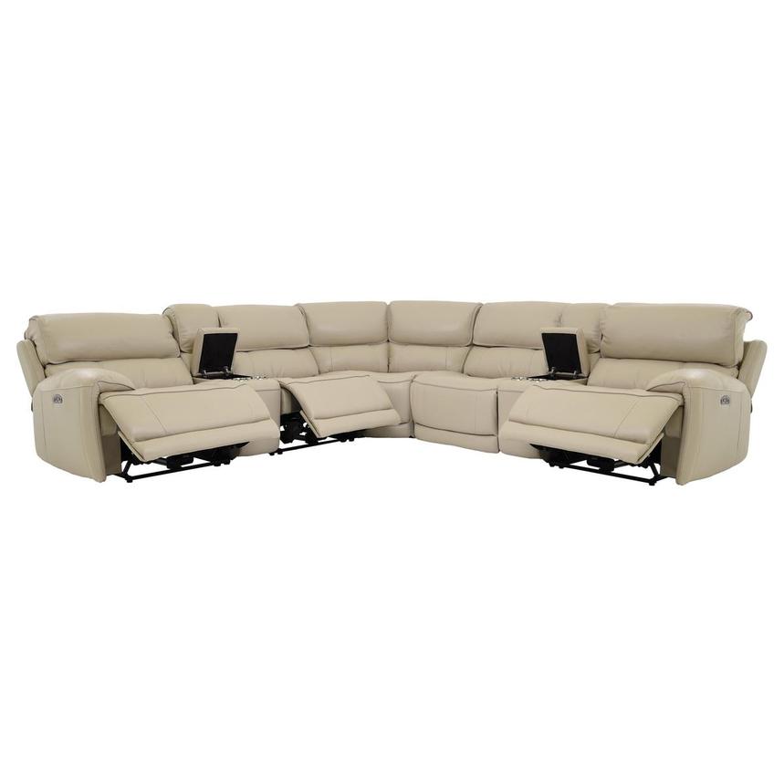 Cody Cream Leather Power Reclining Sectional with 7PCS/3PWR  alternate image, 2 of 8 images.