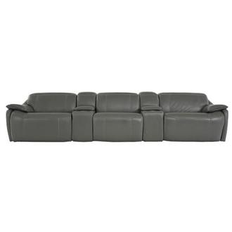 Austin Dark Gray Home Theater Leather Seating with 5PCS/3PWR