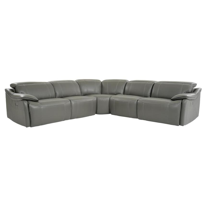 Austin Dark Gray Leather Power Reclining Sectional with 5PCS/2PWR  main image, 1 of 9 images.