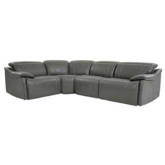 Austin Dark Gray Leather Power Reclining Sectional with 4PCS/2PWR