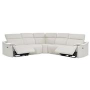 Austin Light Gray Leather Power Reclining Sectional with 5PCS/2PWR  alternate image, 3 of 9 images.