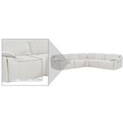 Austin Light Gray Leather Power Reclining Sectional with 5PCS/2PWR  alternate image, 8 of 9 images.