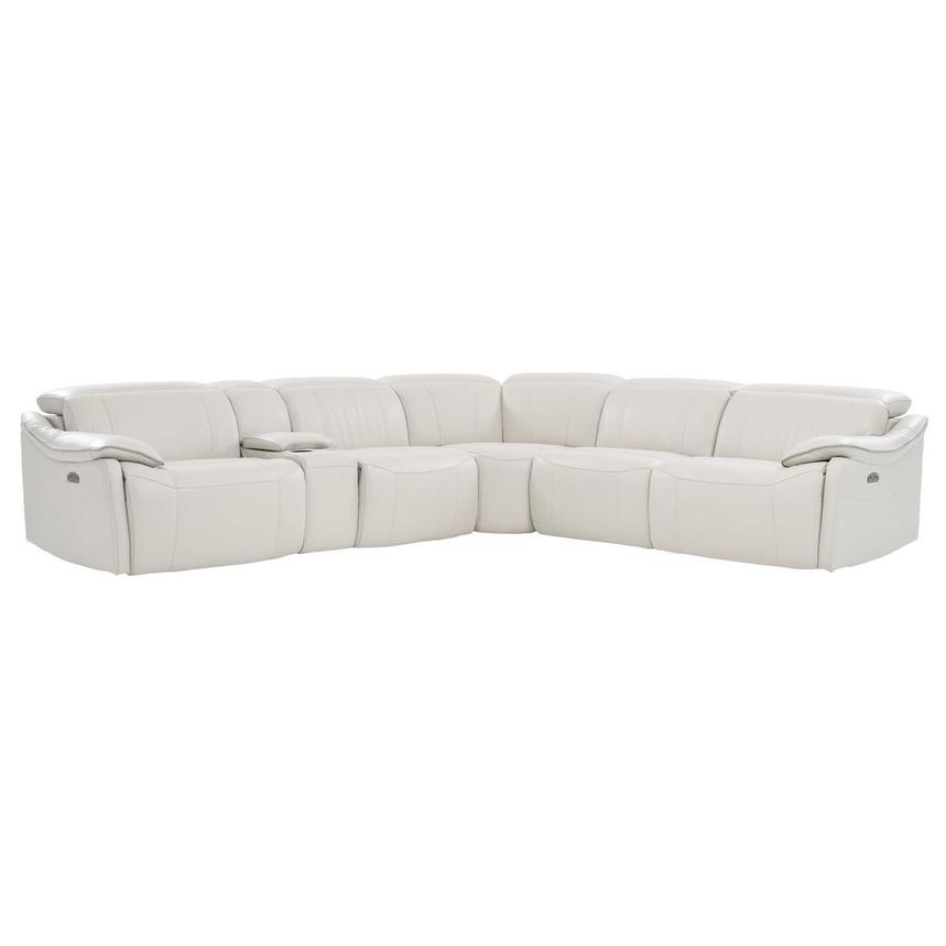 Austin Light Gray Leather Power Reclining Sectional with 6PCS/2PWR  main image, 1 of 10 images.