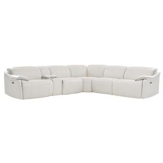Austin Light Gray Leather Power Reclining Sectional with 6PCS/2PWR