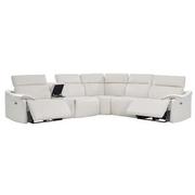 Austin Light Gray Leather Power Reclining Sectional with 6PCS/2PWR  alternate image, 3 of 10 images.
