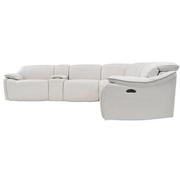 Austin Light Gray Leather Power Reclining Sectional with 6PCS/3PWR  alternate image, 5 of 11 images.