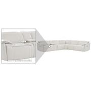 Austin Light Gray Leather Power Reclining Sectional with 6PCS/3PWR  alternate image, 10 of 11 images.