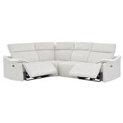 Austin Light Gray Leather Power Reclining Sectional with 4PCS/2PWR  alternate image, 3 of 9 images.