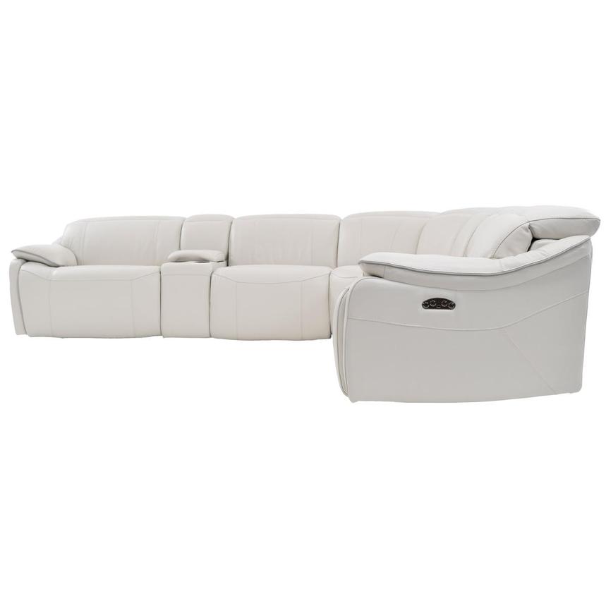 Austin Light Gray Leather Power Reclining Sectional with 6PCS/3PWR alternate image, 5 of 11 images.