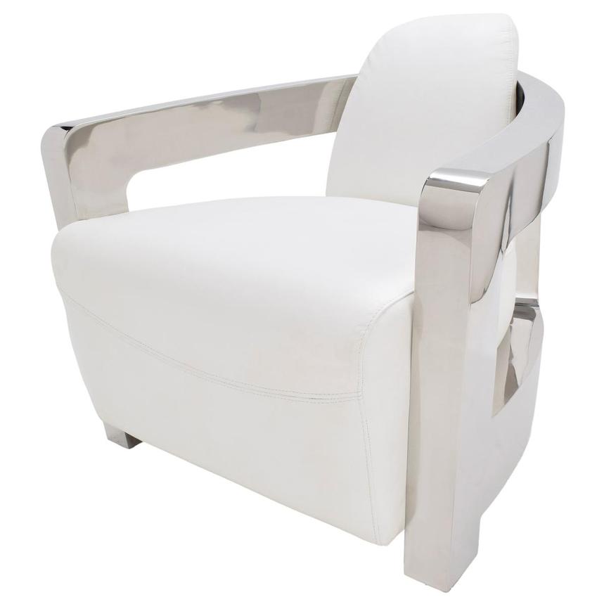 Aviator II White Leather Accent Chair  main image, 1 of 8 images.