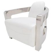 Aviator II White Leather Accent Chair  main image, 1 of 7 images.