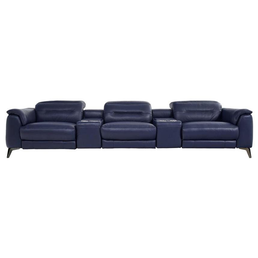 Anabel Blue Home Theater Leather Seating with 5PCS/3PWR  main image, 1 of 13 images.