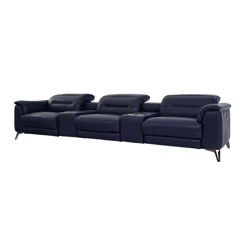 Anabel Blue Home Theater Leather Seating with 5PCS/3PWR  alternate image, 2 of 13 images.