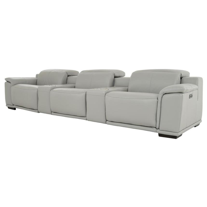 Davis 2.0 Light Gray Home Theater Leather Seating with 5PCS/2PWR  alternate image, 2 of 11 images.
