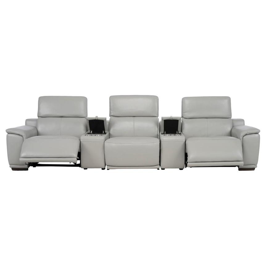 Davis 2.0 Silver Home Theater Leather Seating with 5PCS/2PWR  alternate image, 2 of 9 images.