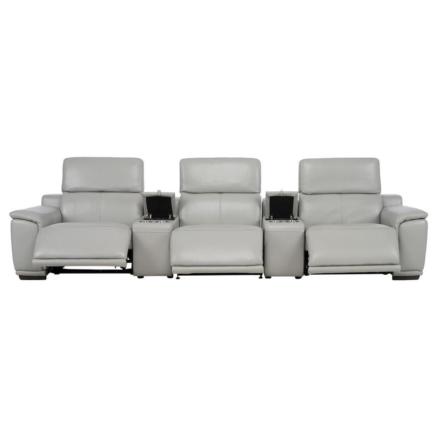 Davis 2.0 Silver Home Theater Leather Seating with 5PCS/3PWR  alternate image, 2 of 9 images.