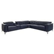 Anabel Blue Leather Power Reclining Sectional with 6PCS/3PWR  main image, 1 of 10 images.